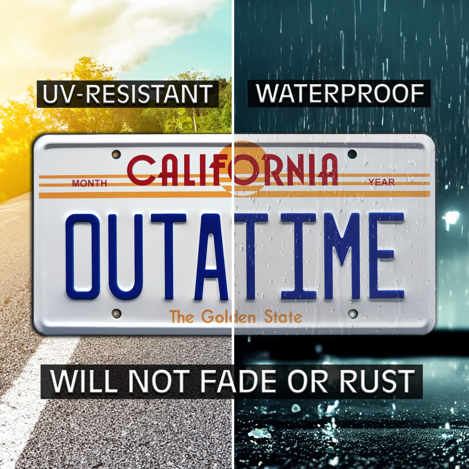 Back to the Future | Delorean | OUTATIME | STAMPED Replica Prop License Plate