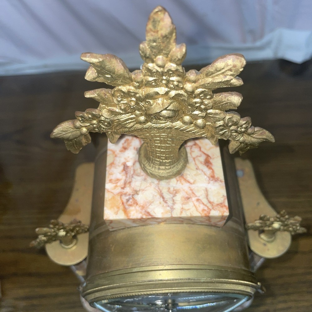 French Marble and Ormulo 5 Column Portico Clock Selsi Paris Three Piece Set
