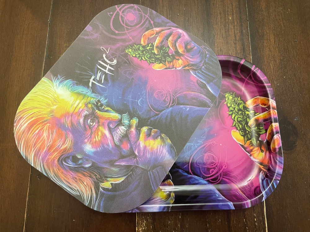 Premium Rolling Tray Ash Tray Magnet Lid Einstein Math 7inx5.5in