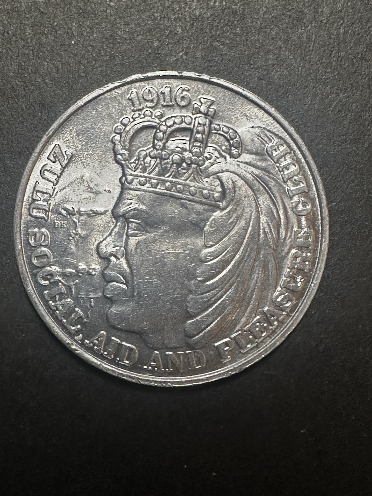 1916 African Impala Zulu Social Aide Pleasure Club Silver Round