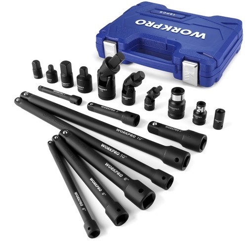 WORKPRO 18-PCS Drive Tool Accessory Set 1/4"&3/8"&1/2" Socket Adapter Extensions