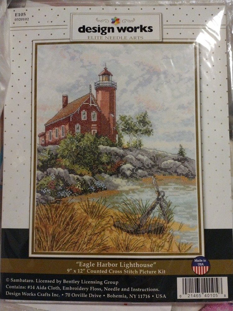 Janlynn Counted Cross Stitch Kit 9"X12"-Eagle Harbor Lighthouse (14 Count)