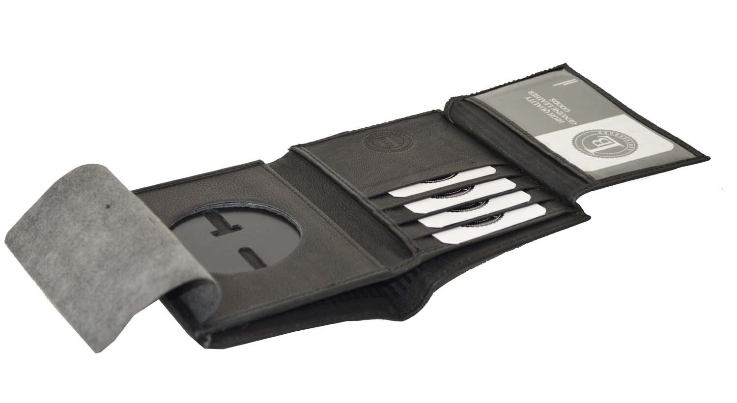 Leather Universal Law Enforcement Bifold Badge Holder Wallet Case - Round