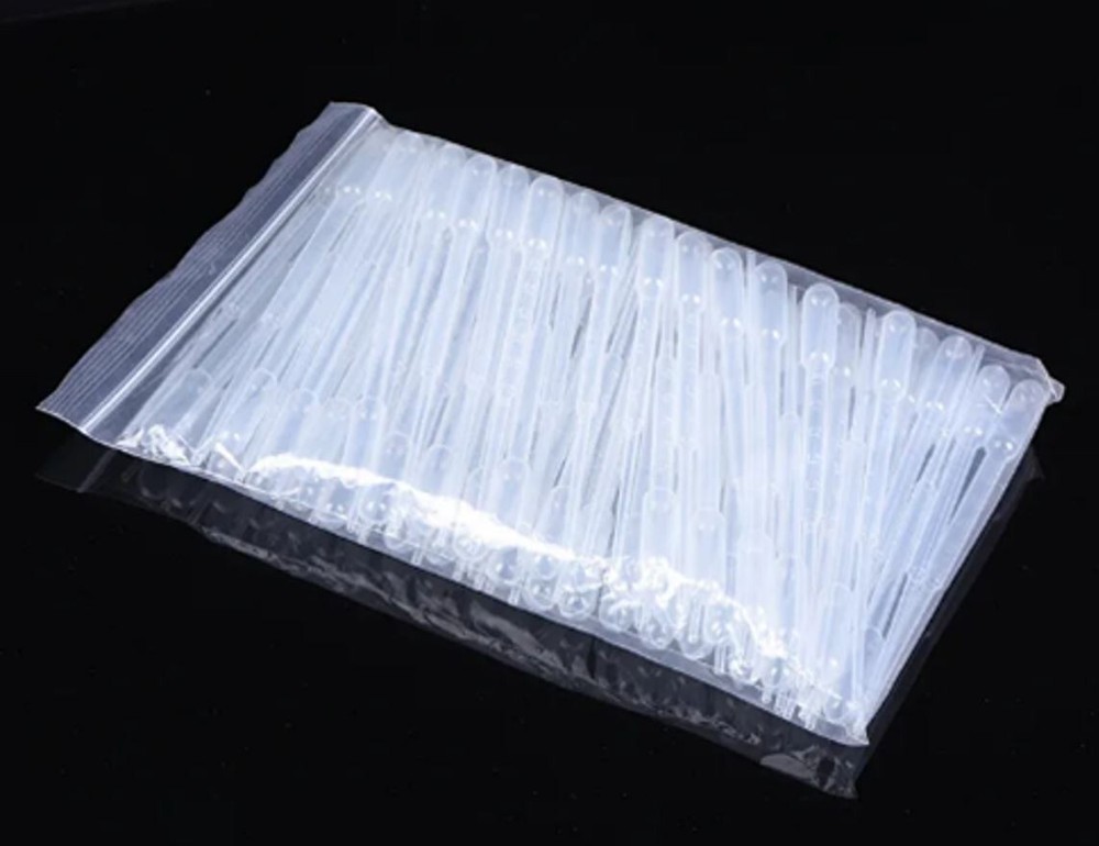 Disposable Pasteur Transfer Pipettes, Plastic, Graduated, 100pcs, 1mL
