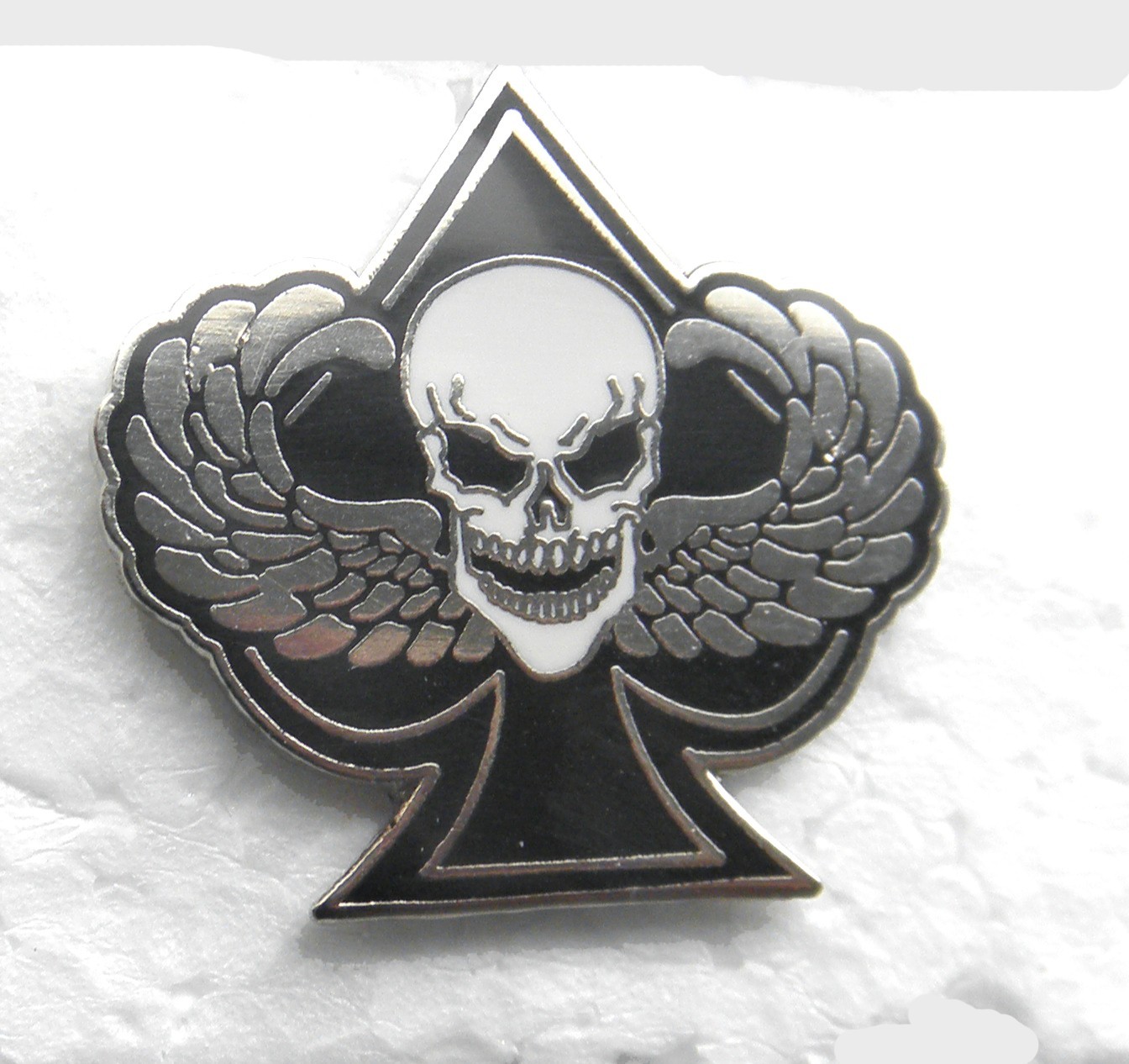 Ace Spades Skull Death Wings Special Forces Biker Lapel Pin 1.1 inches