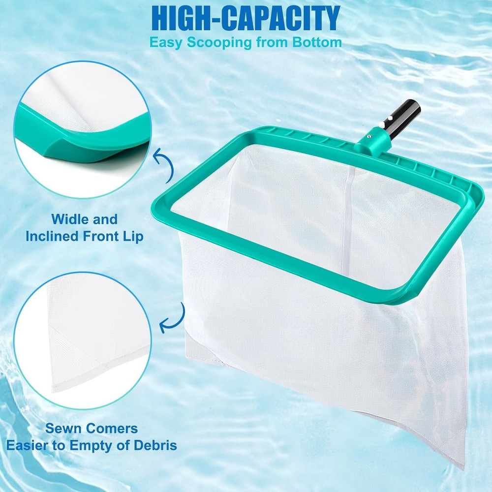 Pool Skier Net Without Pole, Large Capacity Pool Debris Removal Net