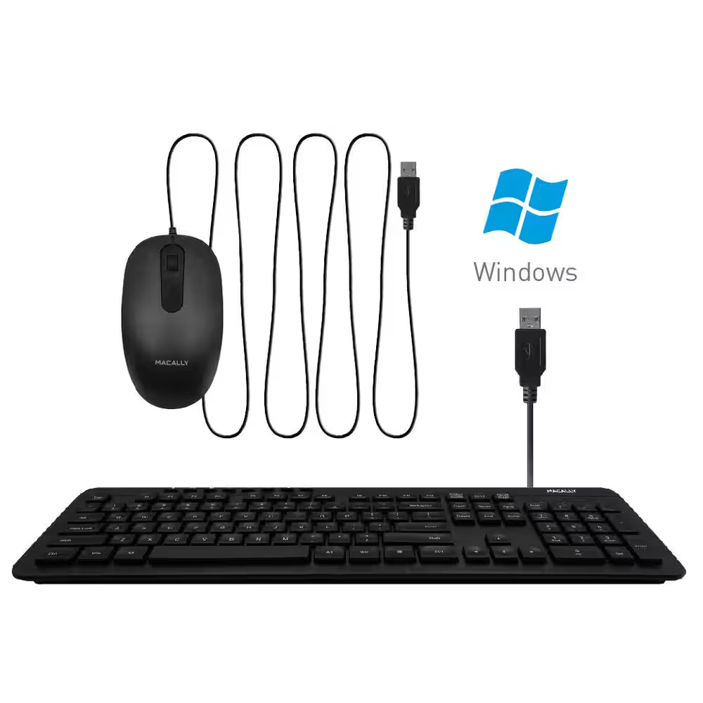 USB Wired Keyboard and Mouse Combo Bundle for PC, Desktop Computer, Laptop, Note