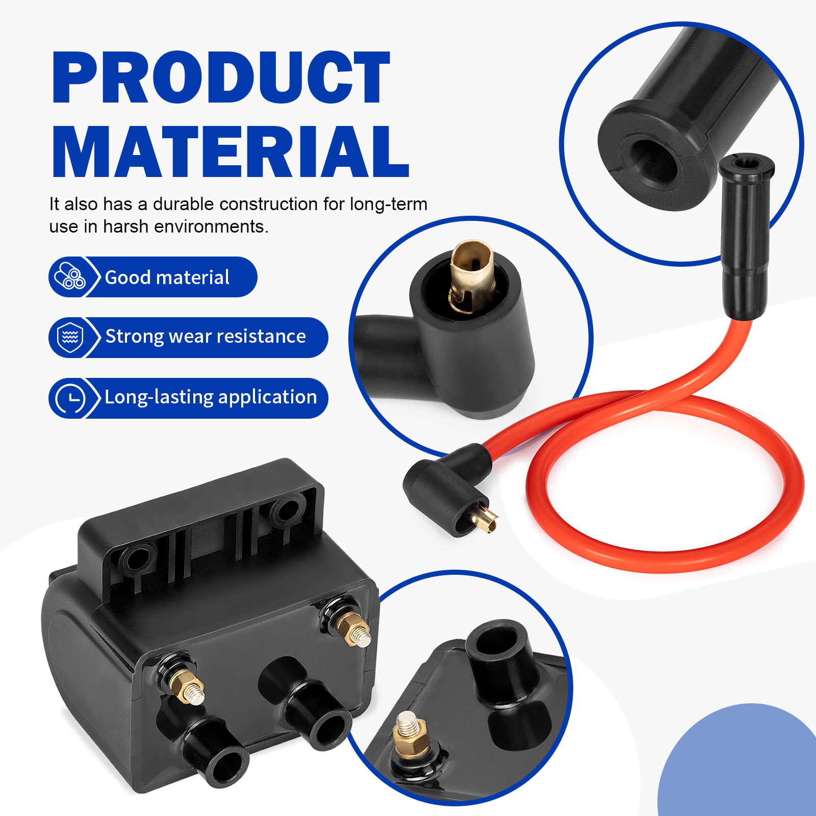 IGNITION COIL 12V 83-99 31614-83A For Sportster Dyna FXR FLT Spark Plug Wire Cap