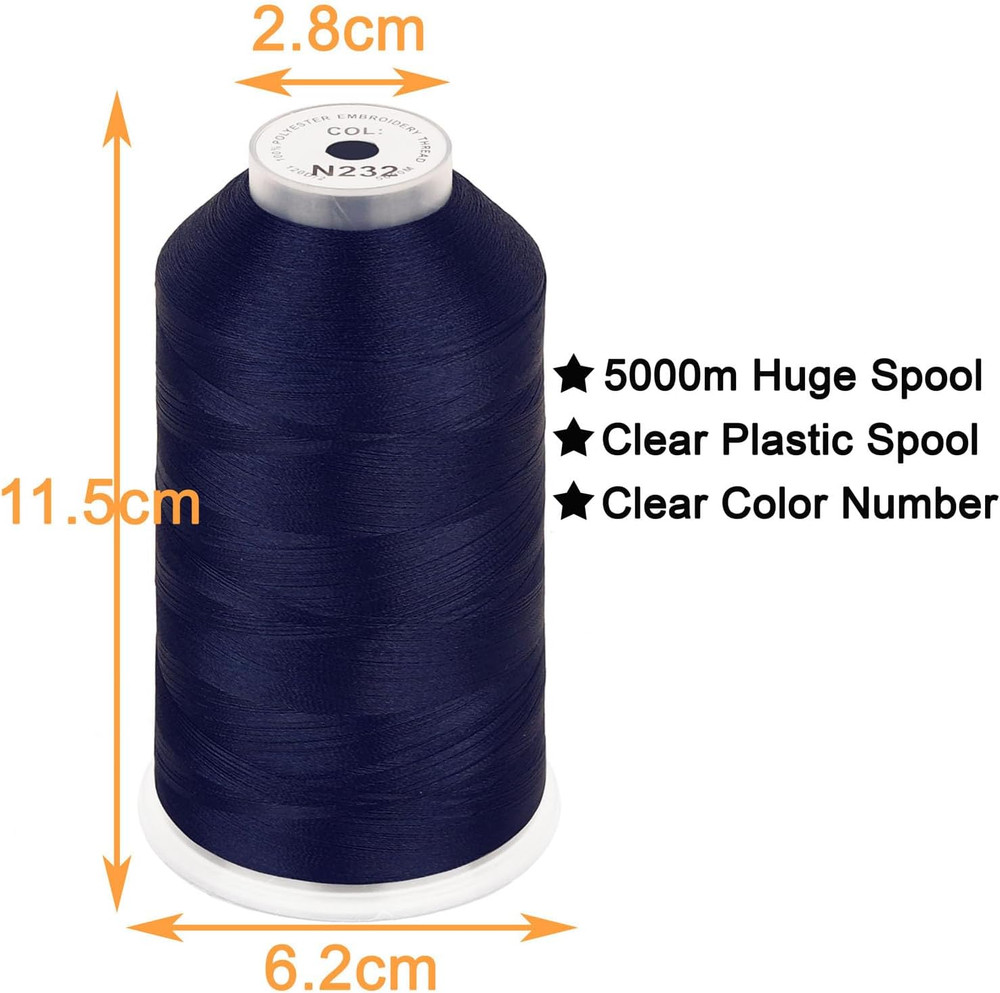 - Single Huge Spool 5000M Each Polyester Embroidery Machine Thread 40WT for Comm