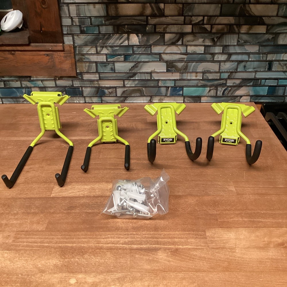New Ryobi Link 4 Piece Set Hook Drill Wall Mount Storage Rack Tool - System Hang