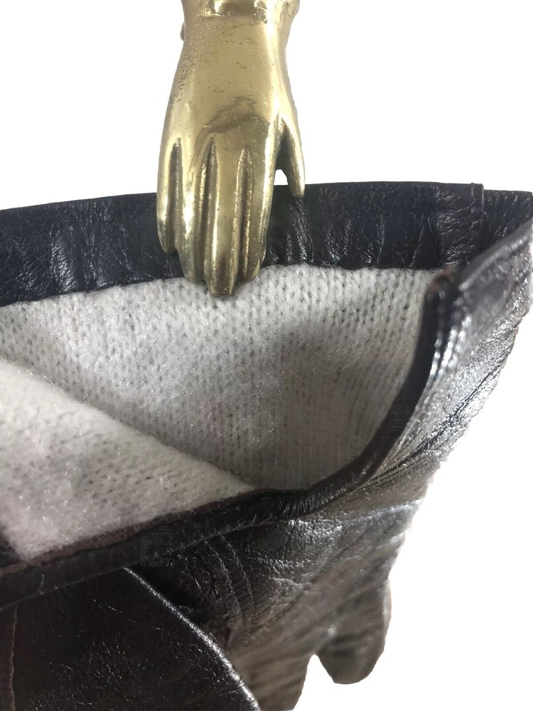 Women's Small Leather Gloves Brown Solid Winter Warm Driving Soft Lining