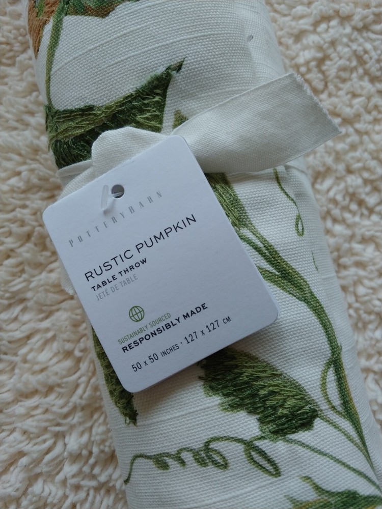 pottery barn Rustic Pumpkin Table Throw $119 brand new