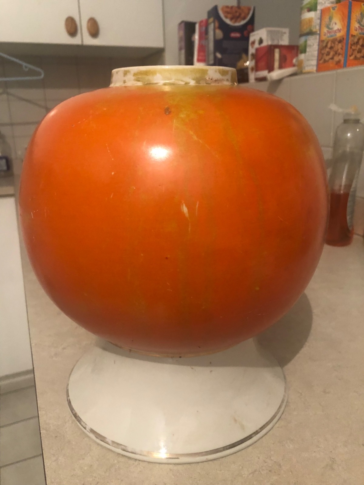 VINTAGE RARE c.1919 CERAMIC "HOWEL'S ORANGE-JULEP 5c" SODA FNT SYRUP DISPENSER