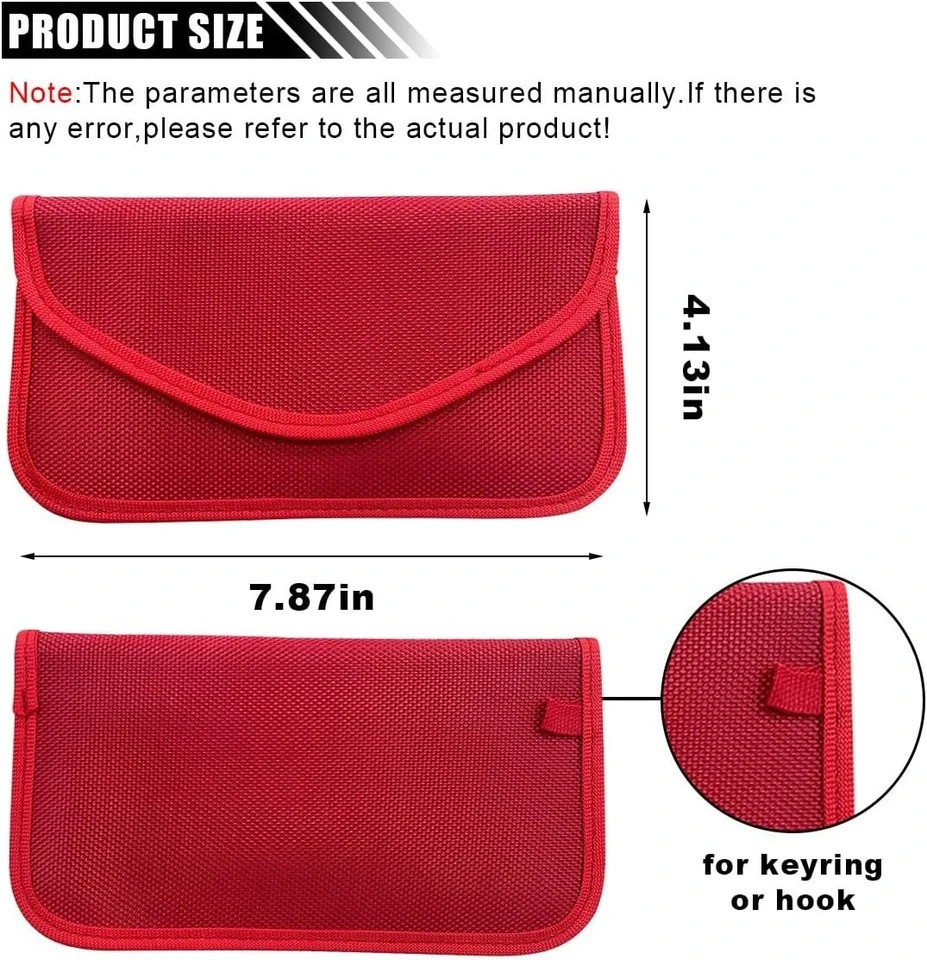 2PCS Faraday Signal Blocking Bag, Key Fob Protector, RFID Pouch Red