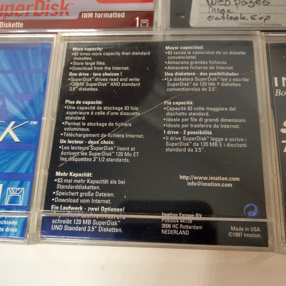 Imation Super Disk Drive PARALLEL External PC-Mac 120 MB with 5 Disks, Software