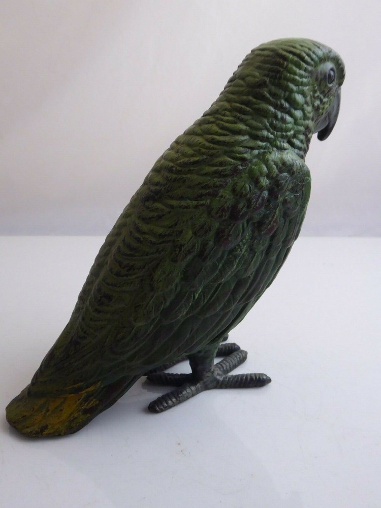 LARGE COLD PAINTED BRONZE PARROT