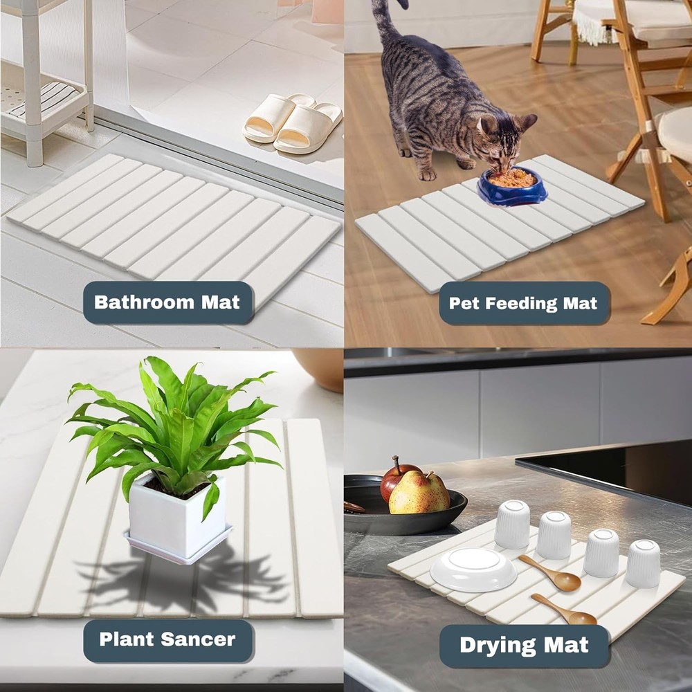 Large Stone Dish Drying Mats for Kitchen Counter, Quick Dry Absorbent