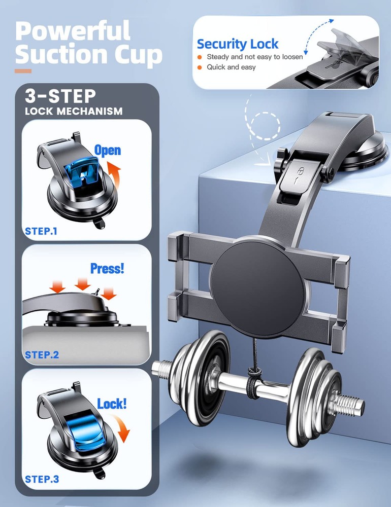 eSamcore iPad Car Mount, Dashboard Tablet Holder with Suction Cup