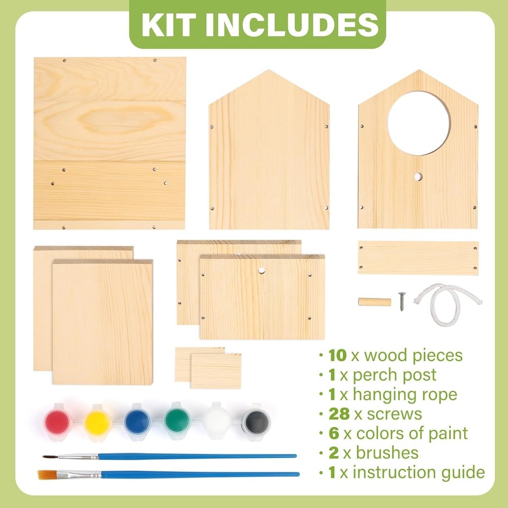 Creative Birdhouse Building Set for Children - Includes Paints & Brushes!
