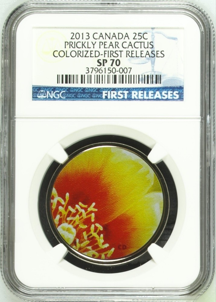 TOP POP 2013 Canada 25c Prickly Pear Cactus Specimen NGC SP 70