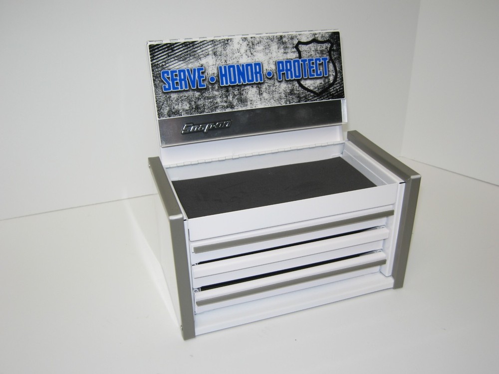 SNAP-ON MICRO 3-DRAWER TOP CHEST, FIRST RESPONDERS VERSION in WHITE has ding
