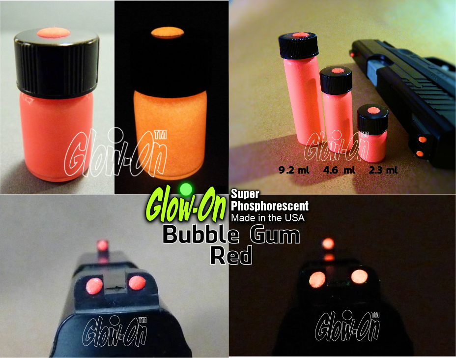 Glow-On RED Glow Paint For Gun Sights, Fishing Lures, 2.3 ml Vial, Bright!
