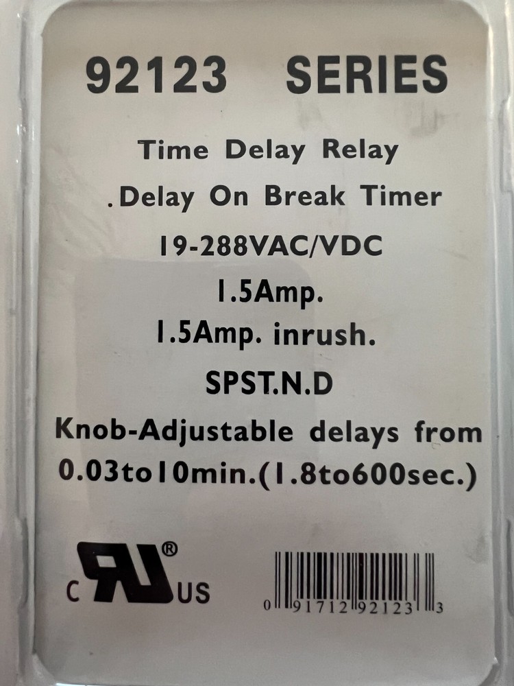 EZ-Flo 92123 Time Delay On Break Relay - NEW
