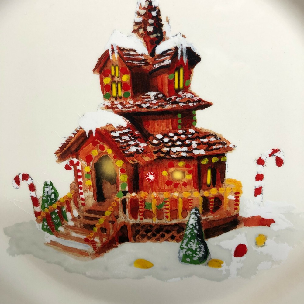 Williams Sonoma "Gingerbread House" Serving Plate Platter Octagonal 14"