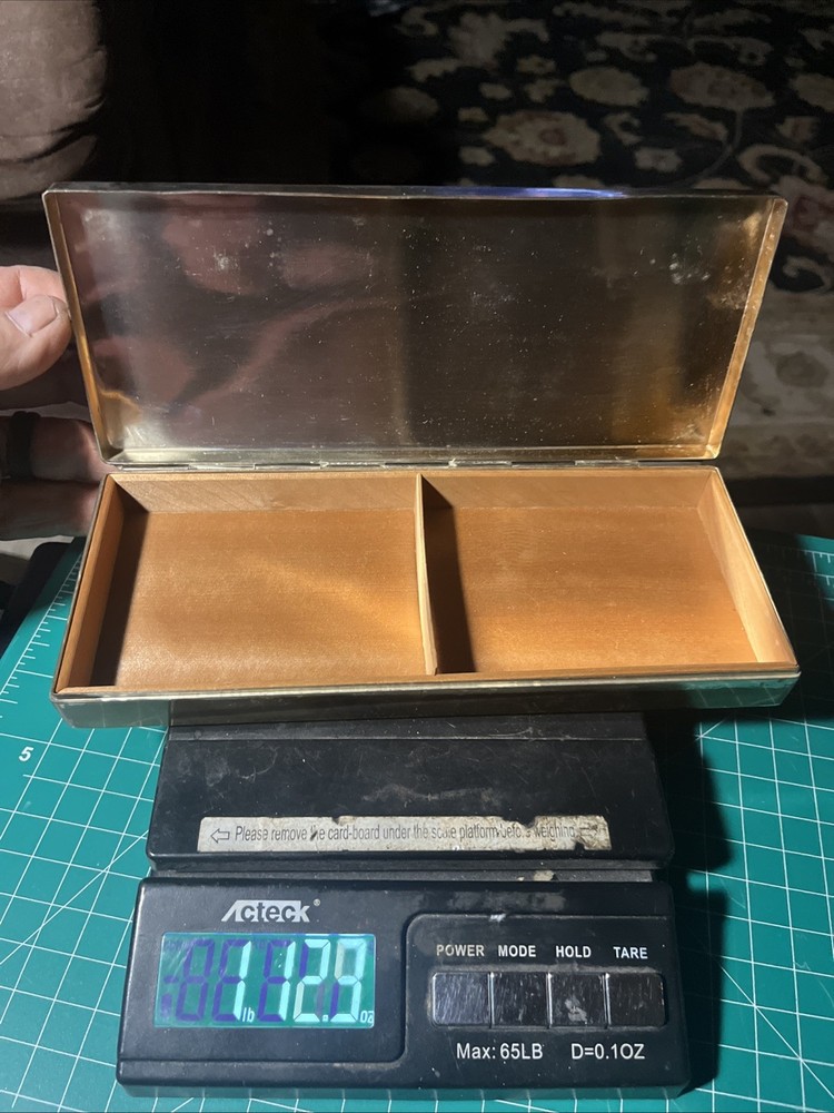 Vintage Silver Jewelry Cigarette Box Cedar Wood Lining 10 X 3 1/2