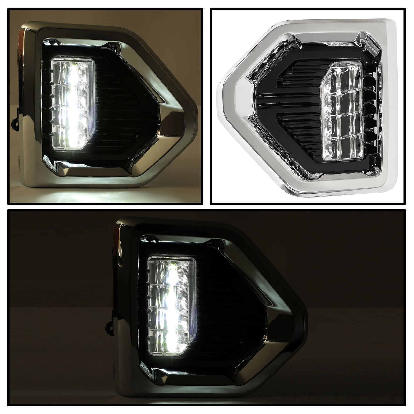Fog Lights Lamp LED W/Chrome Bezels For GMC Sierra 1500 Denali 2019-2022
