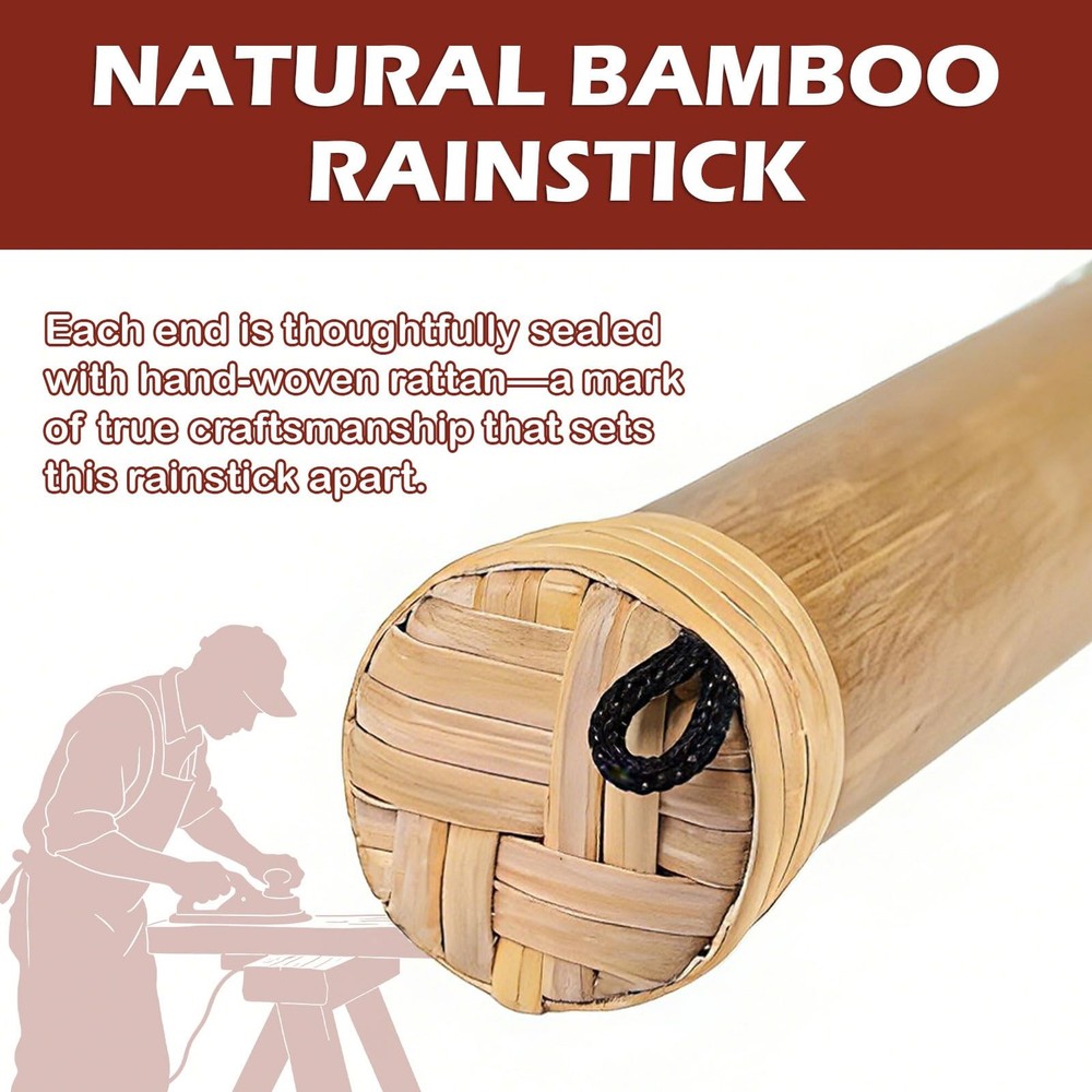 Medium 24" Bamboo Rainstick, Handcrafted & Painted Rain Maker, Rain Stick for...