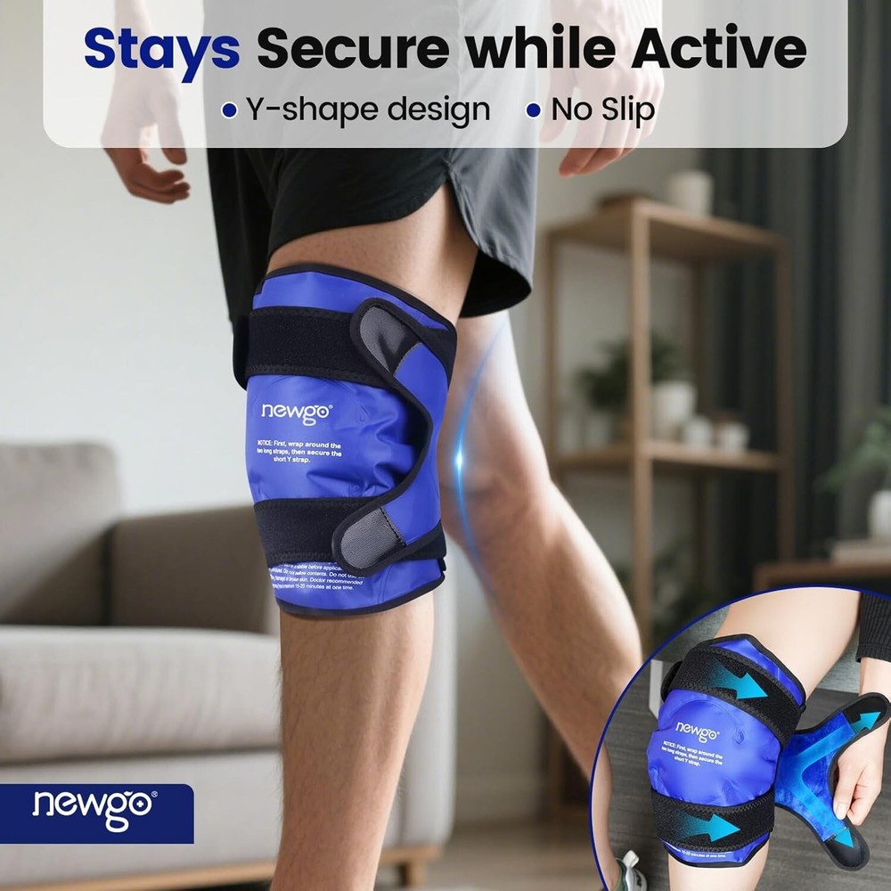 Full Coverage Gel Cold Pack for Knee Surgery Recovery - Adjustable & Flexible