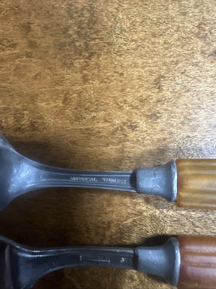 Vintage Bakelite Spoon & Spreader Butterscotch Flatware Silverware Stainless