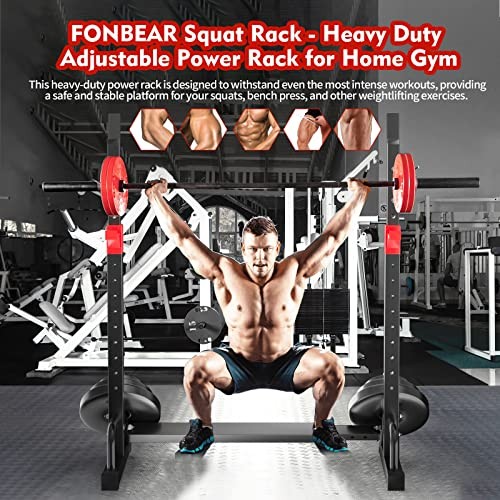 FONBEAR Adjustable Squat Rack, Barbell Rack, Bench Press 550 LBS Max Load