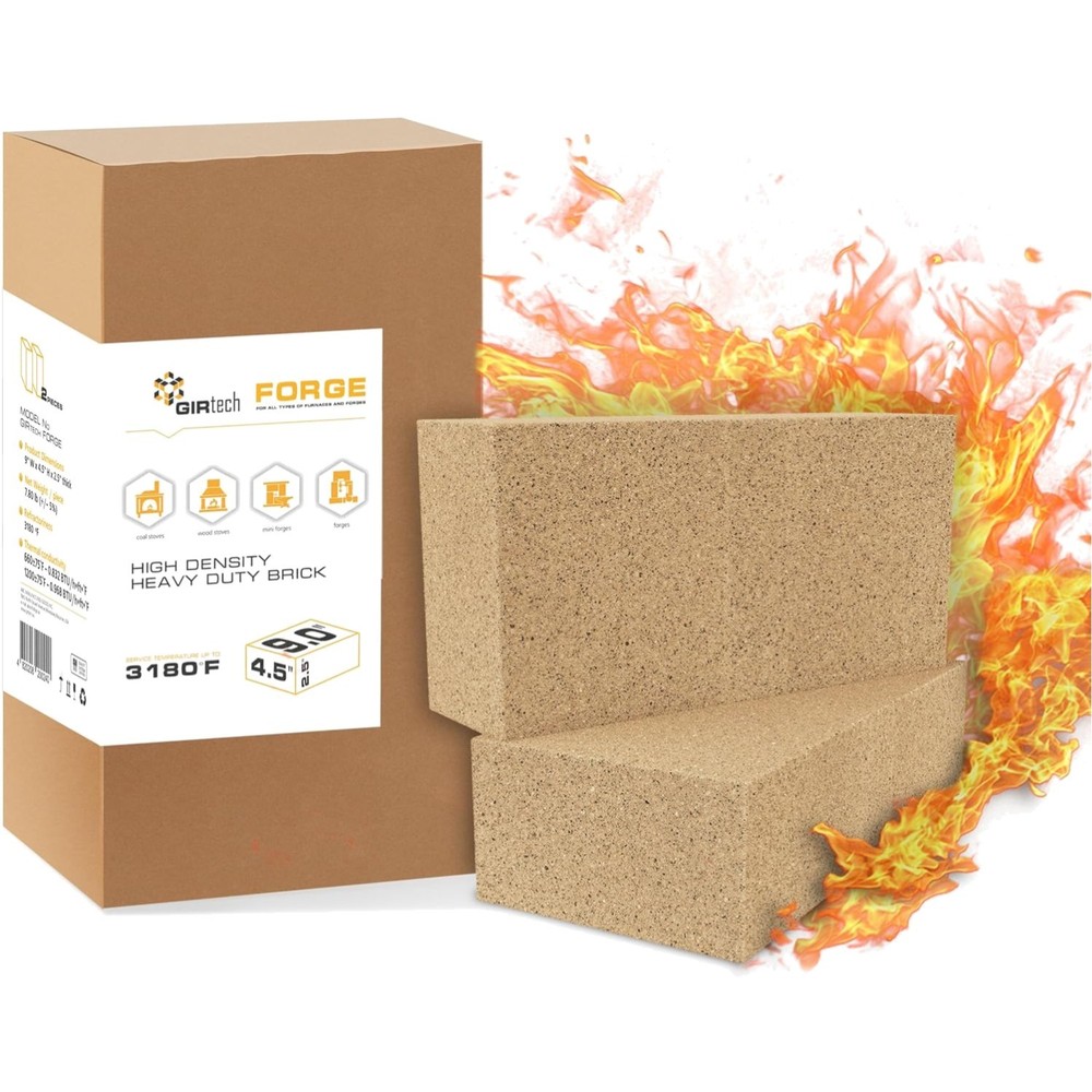 Heavy Duty Refractory Fire Bricks for Forge 3200F - Pack of 2 Extra High Temp...