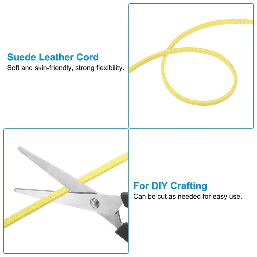 Suede Lanyard String with Roll Spool 98Yard, Flat Microfiber Cord, Bright Yellow