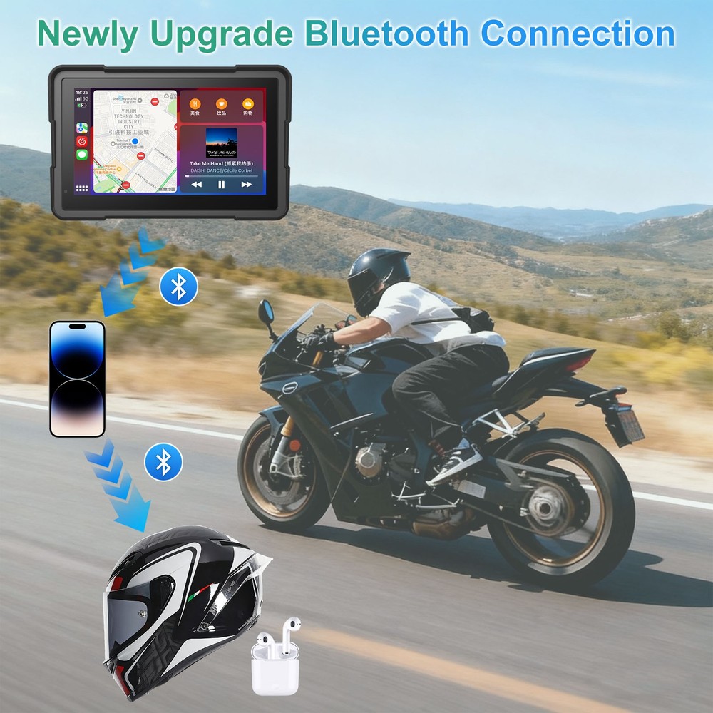 for 7" BMW Motorcycle CarPlay Navigation Native Wonder, TPMS, Light Sensor