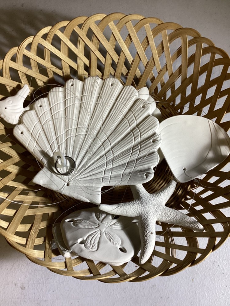 White Sea Shell Wind Chimes for Outside, Handmade Beach Style
