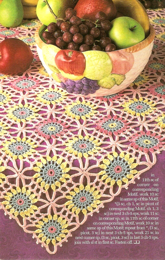 SPRINGTIME Floral Tablecloth/Doily/Crochet Pattern INSTRUCTIONS ONLY