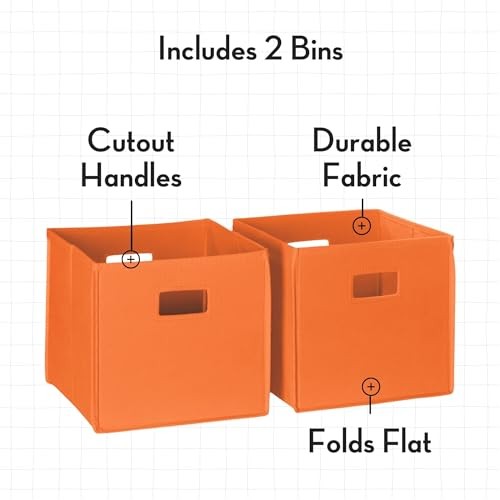 2 Pc Folding Storage Bin Set, No Size, Orange, 2 Count 2 Orange Bins