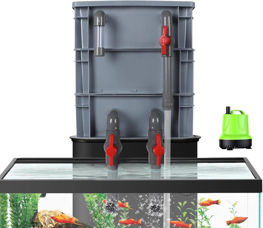 3-Layer Aquarium Filter Box with 25W Pump, Adjustable Inlet & Outlet, Include...