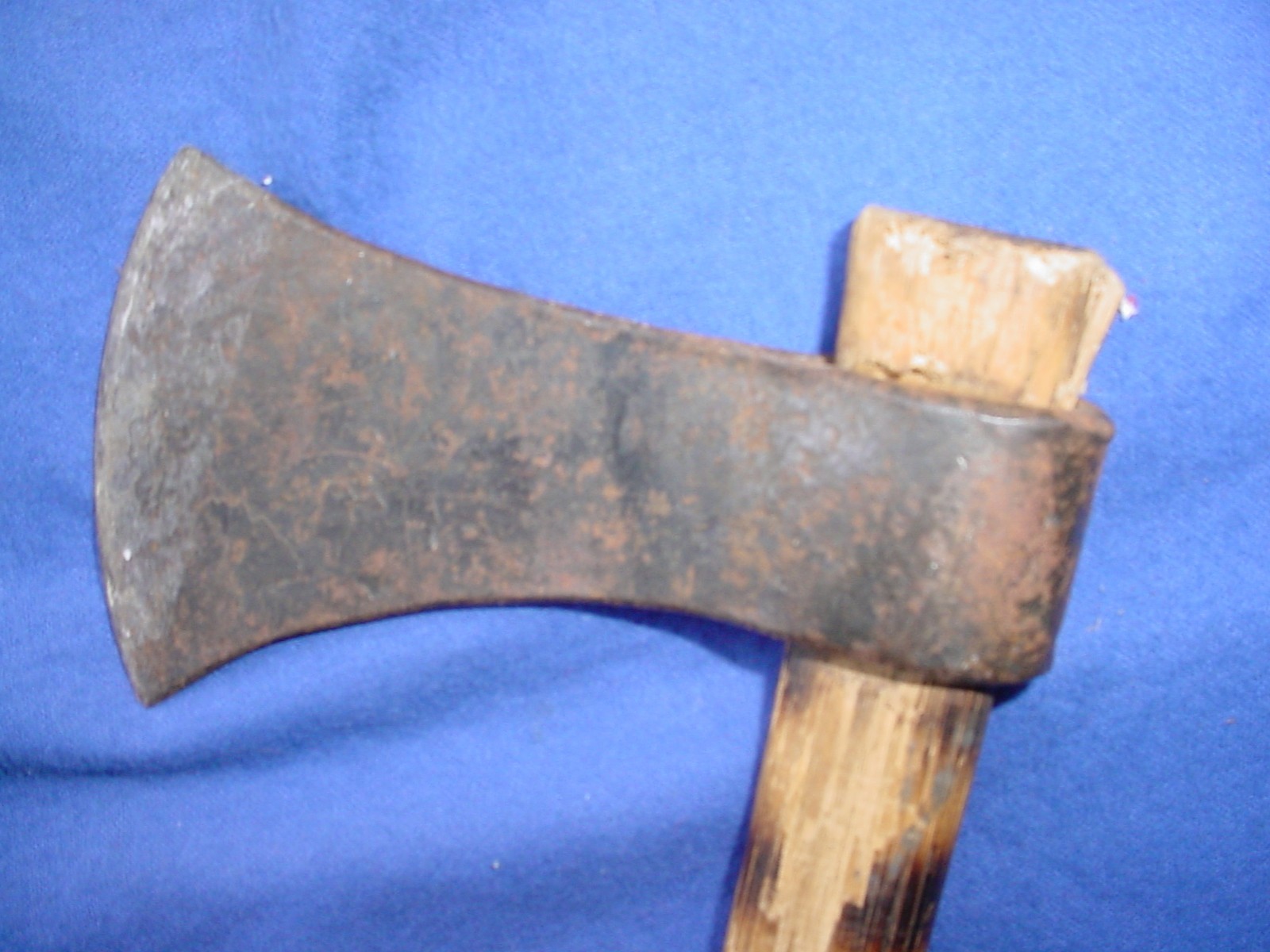 OLD TOMAHAWK THROWING AXE MAKERS MARK CP FIRE BRANDED HANDLE