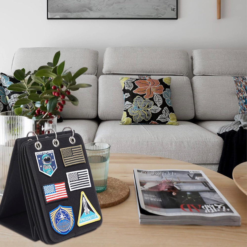 Patch Display, Vertical Patch Organizer with 4 Pages for Hook & Loop Patch Colle