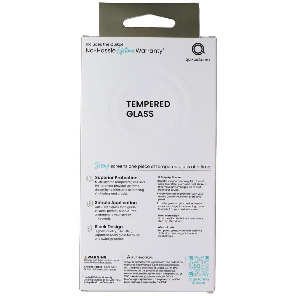 Quikcell Tempered Glass Premium Screen Protector for Google Pixel 6a