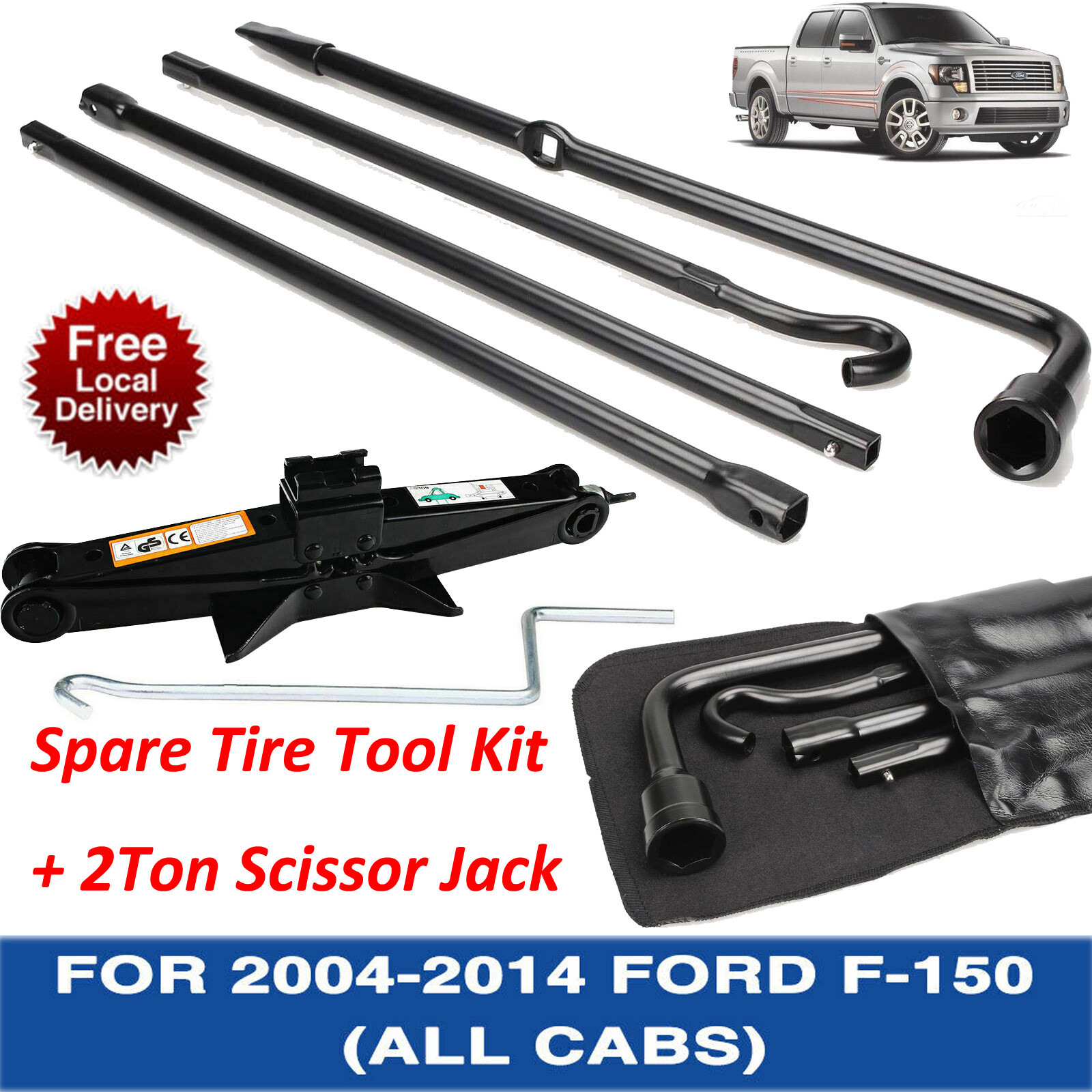 OEM Replacement For 2004-2014 Ford F150 Spare Tire Tool Kit With 2T Scissor Jack
