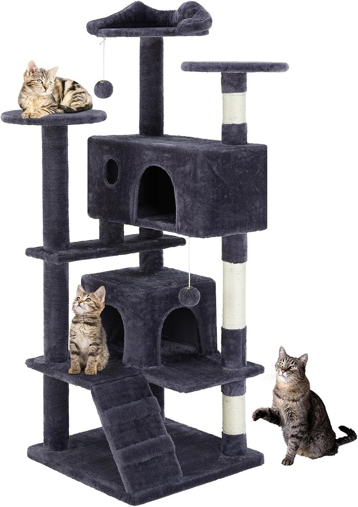 Sweetcrispy 54 Inch Cat Tree Tower, Multi-Level Tower with Cat Scratching Post,