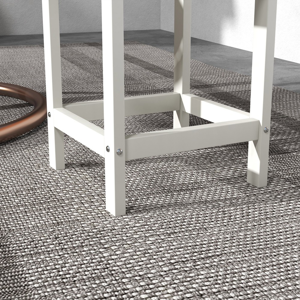 Patio Side Table, Outdoor Plastic End Table for Backyard Deck Lawn, White