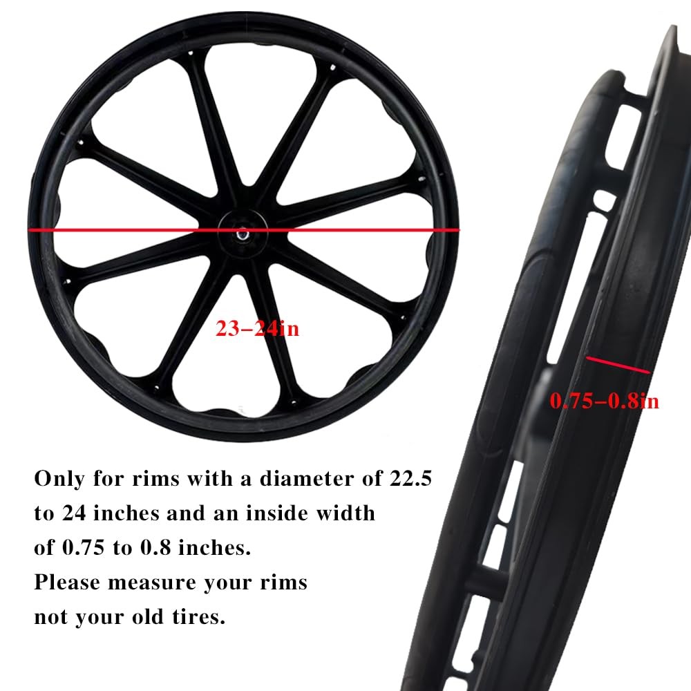 Migeek Wheelchair Rear Wheel Replacement Tire, 24 "X 1" 24X1 Standard, Black