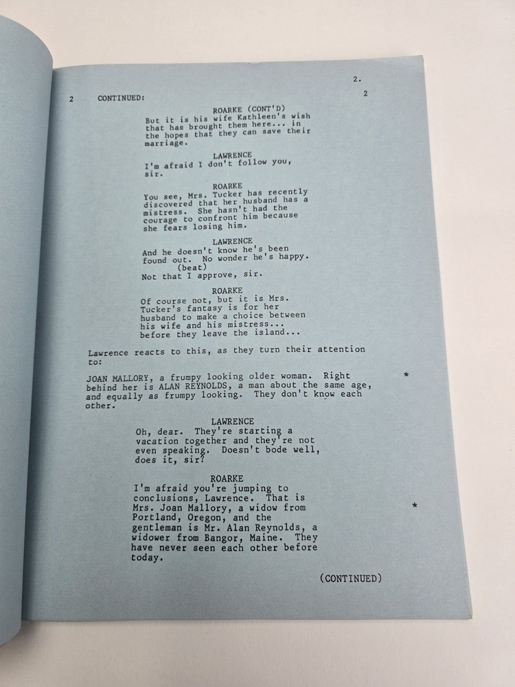FANTASY ISLAND / 1983 TV Script, "Second Time Around/Three's a Crowd"