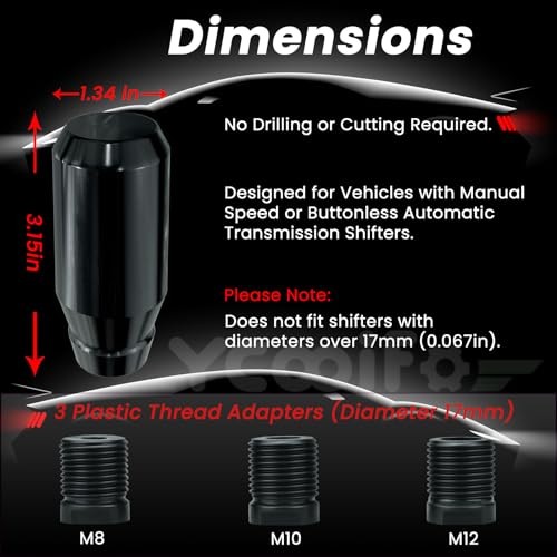 Stick Shift Knob for Buttonless Automatic and Speed Manual Black 3.15"-Black